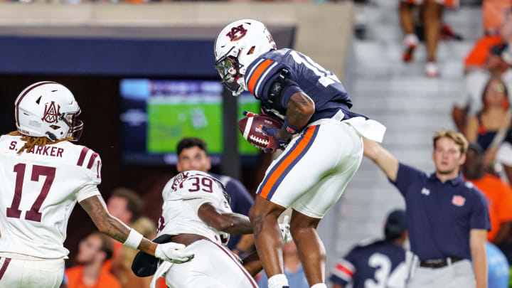 Auburn Wide Receiver Sam Jackson V (#18) during the game between the Alabama A&M Bulldogs