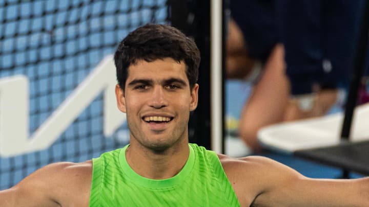 Carlos Alcaraz celebrates his victory