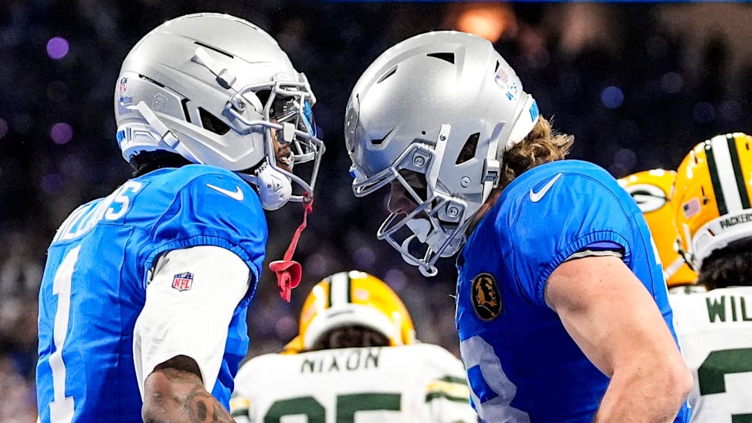 Detroit Lions wide receiver Isaac TeSlaa (18).