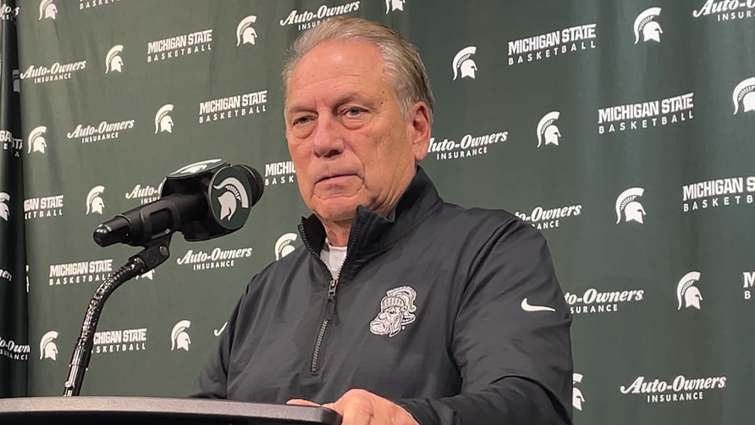 Michigan State Spartans head coach Tom Izzo speaks at a press conference inside the Breslin Center on Monday, Dec. 1, 2025.