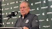Michigan State Spartans head coach Tom Izzo speaks at a press conference inside the Breslin Center on Monday, Dec. 1, 2025.