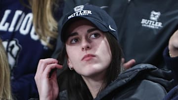 Jan 4, 2025; Queens, New York, USA;  Indiana Fever guard Caitlin Clark at Carnesecca Arena. Mandatory Credit: Wendell Cruz-Imagn Images