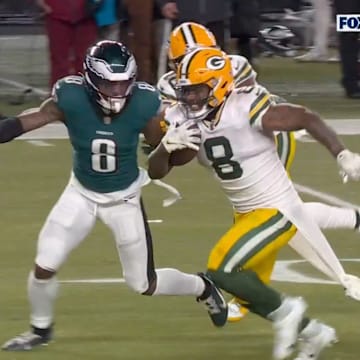 Jacobs ran for 32 yards and came up just short of the end zone.