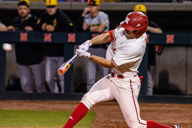 Riley Silva hits a double to score Cayden Brumbaugh. 