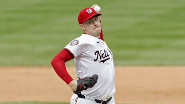 Sep 26, 2024; Washington, District of Columbia, USA; Washington Nationals starting pitcher Patrick Corbin (46) pitches against the Kansas City Royals during the sixth inning at Nationals Park. 