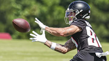 Atlanta Falcons wide receiver Casey Washington (82) in action during Rookie Minicamp at the Falcons Training Camp.  