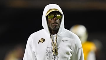 Sep 20, 2025; Boulder, Colorado, USA; Colorado Buffaloes head coach Deion Sanders before the game against the Wyoming Cowboys at Folsom Field. Mandatory Credit: Ron Chenoy-Imagn Images