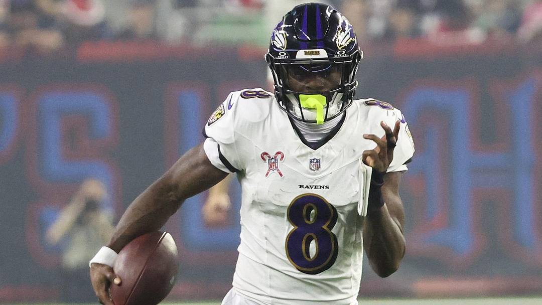 Dec 25, 2024; Houston, Texas, USA; Baltimore Ravens quarterback Lamar Jackson (8) rushes for a 48 yard touchdown against the Houston Texans in the third quarter at NRG Stadium. Mandatory Credit: Thomas Shea-Imagn Images