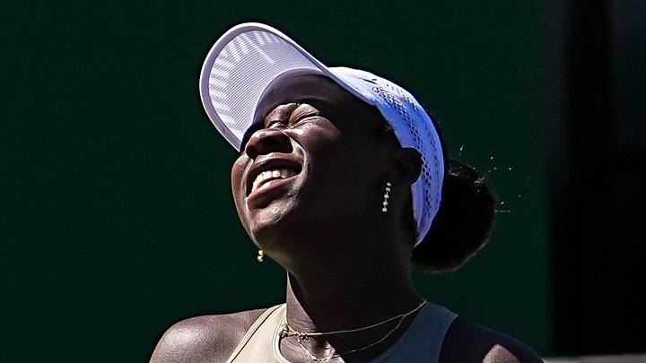 Victoria Mboko reacts to an advantage lost
