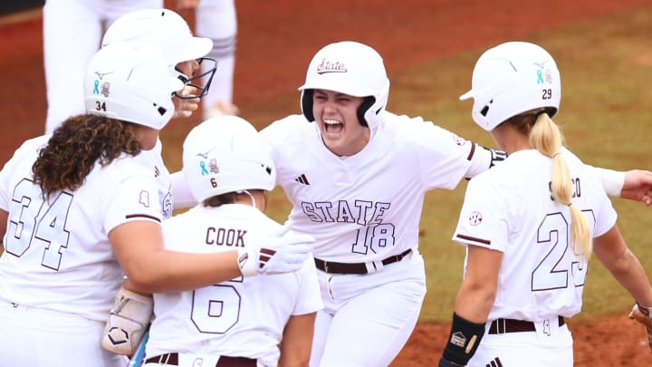 Mississippi State's Madisyn Kennedy celebrates a home run during the 2024 softball season.