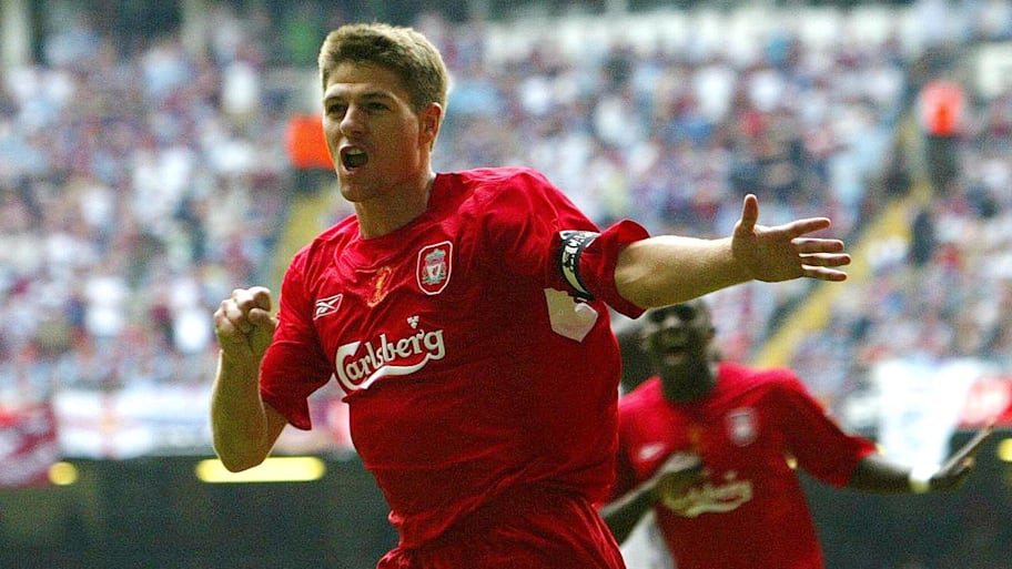 Steven Gerrard celebrates scoring in the 2006 FA Cup final.