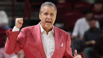 Arkansas Razorbacks coach John Calipari during the first half against the UCA Bears at Bud Walton Arena.