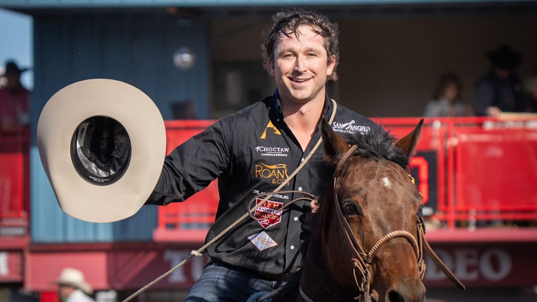 Ty Harris was all smiles after winning the semi-final at the San Antonio Stock Show and Rodeo on Thursday. 