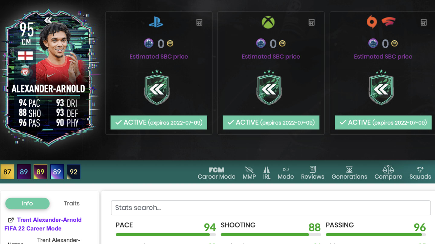 How to complete Flashback Trent Alexander Arnold Shapeshifters SBC in FIFA 22