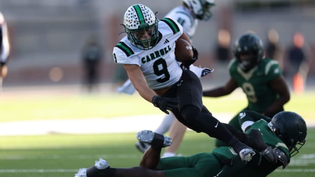 Southlake Carroll running back Riley Wormley runs against DeSoto in the 6A Division II Texas state semifinals in 2023.