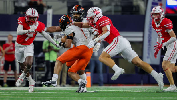 Gilmer defeats Belleville in the UIL 4A state championship football game at AT&T Stadium in 2023.