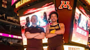 Cedric Tomes with Gophers head coach Niko Medved. 