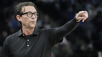 Atlanta Hawks head coach Quin Snyder reacts against the Minnesota Timberwolves.