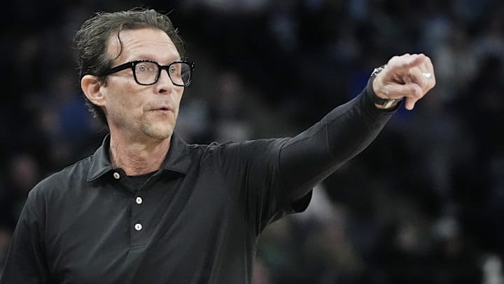 Atlanta Hawks head coach Quin Snyder reacts against the Minnesota Timberwolves.