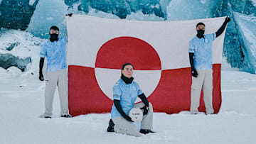 Greenland's away kit is influenced by the island's physical geography