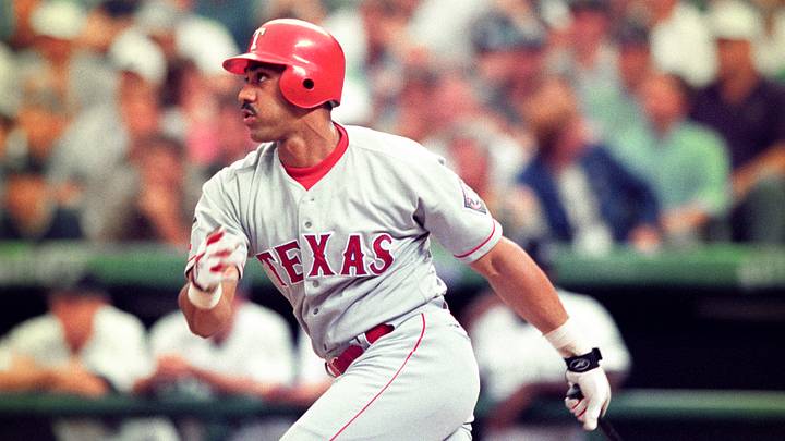 Jul 7, 1998; Denver, CO, USA; FILE PHOTO; American League outfielder Juan Gonzalez (19) of the Texas Rangers against the National League during the 1998 MLB All-Star Game at Coors Field. Mandatory Credit: V.J. Lovero-USA TODAY NETWORK