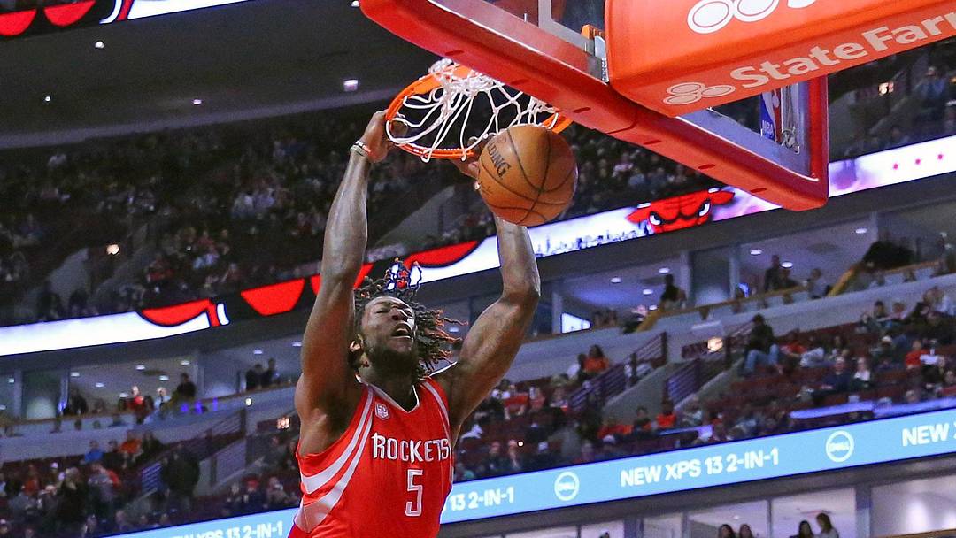 Mar 10, 2017; Chicago, IL, USA; Houston Rockets forward Montrezl Harrell (5) dunks during the second half against the Chicago Bulls at the United Center. Houston won 115-94. Mandatory Credit: Dennis Wierzbicki-Imagn Images