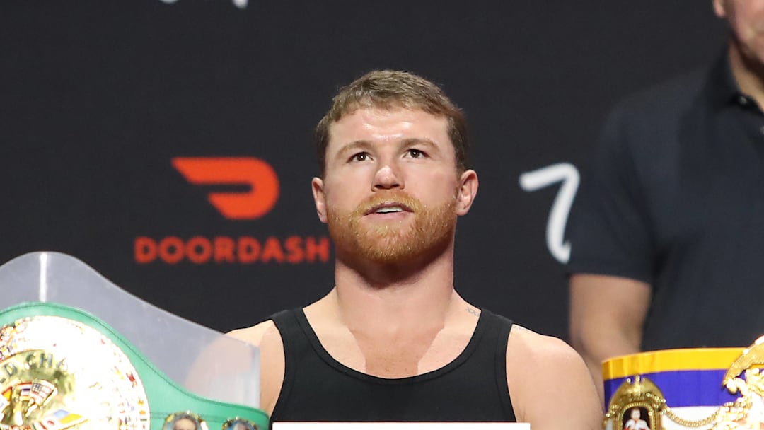 Canelo Alvarez during a press conference on September 10, 2025.