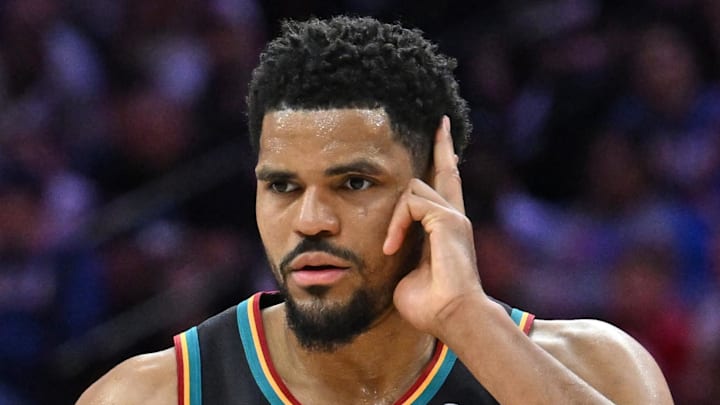 Apr 4, 2026; Philadelphia, Pennsylvania, USA; Detroit Pistons forward Tobias Harris (12): Eric Hartline-Imagn Images