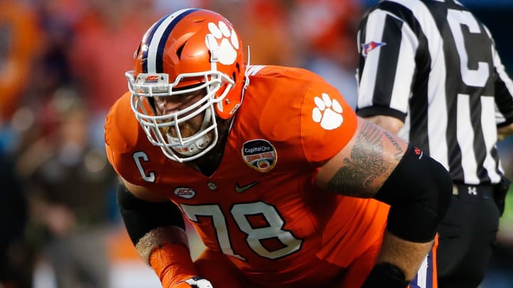 Dec 31, 2015; Miami Gardens, FL, USA; Clemson Tigers offensive lineman Eric Mac Lain (78) in the second quarter of the 2015 CFP Semifinal at the Orange Bowl at Sun Life Stadium. Mandatory Credit: Kim Klement-USA TODAY Sports