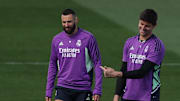 Benzema y Courtois en un entrenamiento