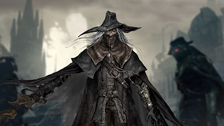 A Hunter standing in a dark city landscape.