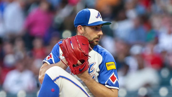 Sep 27, 2025; Cumberland, Georgia, USA; Atlanta Braves pitcher Spencer Strider (99) pitches the ball against the Pittsburgh Pirates during the first inning at Truist Park. Mandatory Credit: Jordan Godfree-Imagn Images