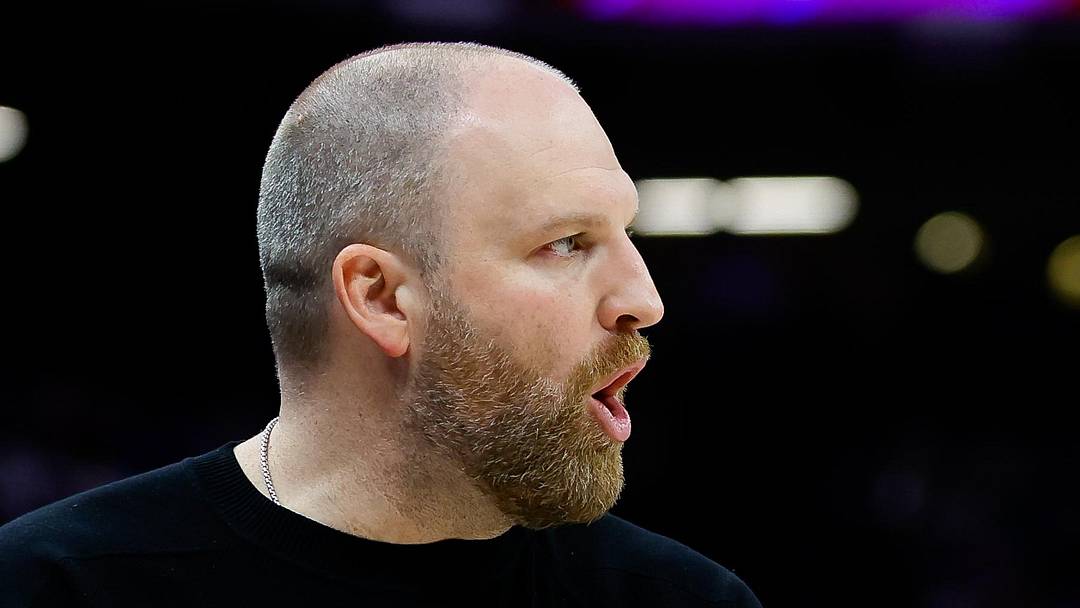 Memphis Grizzlies head coach Taylor Jenkins  reacts after a call against the Sacramento Kings during the fourth quarter at Golden 1 Center on Mar 17, 2025.