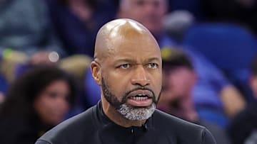 Orlando Magic head coach Jamahl Mosley looks on during the second quarter against the Brooklyn Nets at Kia Center