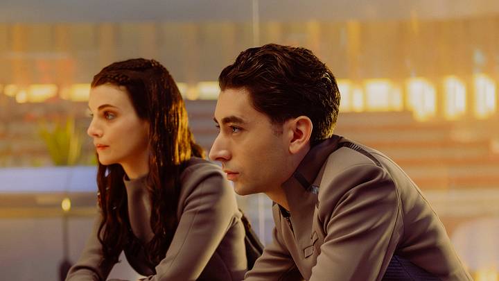 L-R: Zoë Steiner as Tarima and Romeo Carere as Ocam in season 1, episode 8, of Star Trek: Starfleet Academy streaming on Paramount+. Photo Credit: Brooke Palmer/Paramount+