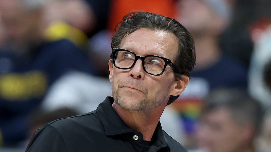 Atlanta Hawks head coach Quin Snyder reacts against the Denver Nuggets.