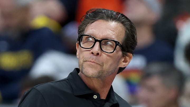 Atlanta Hawks head coach Quin Snyder reacts against the Denver Nuggets.