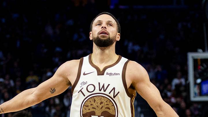 Jan 17, 2026; San Francisco, California, USA; Golden State Warriors guard Stephen Curry (30) reacts during the fourth quarter against the Charlotte Hornets at Chase Center. Mandatory Credit: John Hefti-Imagn Images