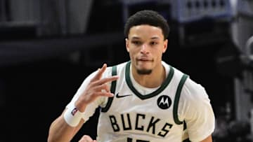 Milwaukee Bucks guard Ryan Rollins reacts after scoring a 3-point basket in the 3rd quarter against the New York Knicks at Fiserv Forum on October 28.