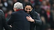 Ruben Amorim speaks with Sir Alex Ferguson