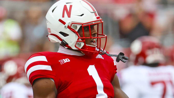 Sep 17, 2022; Lincoln, Nebraska, USA;  Nebraska Cornhuskers defensive back Marques Buford Jr. (1) against the Oklahoma Sooners at Memorial Stadium.