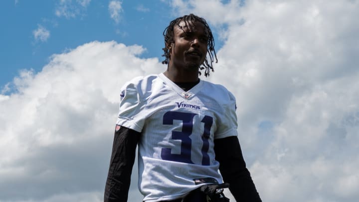 Khyree Jackson at offseason practice with the Minnesota Vikings. 