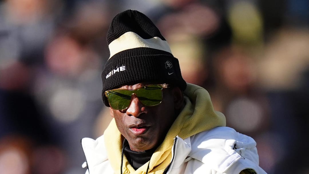 Nov 29, 2024; Boulder, Colorado, USA; Colorado Buffaloes head coach Deion Sanders before the game against the Oklahoma State Cowboys at Folsom Field. Mandatory Credit: Ron Chenoy-Imagn Images