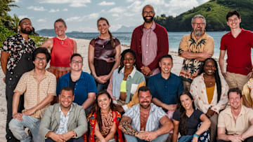 The Contestants of the CBS Original Series SURVIVOR, Season 49, scheduled to air on the CBS Television Network. Pictured (L-R): Top Row: Jawann Pitts, Shannon Fairweather, Sage Ahrens-Nichols, Nate Moore, Matt Williams, Rizo Velovic, and Kimberely “Annie” Davis. Middle Row: Jason Treul, Nicole Mazullo, Michelle “MC” Chukwujekwu, Jeremiah Ing, Kristina Mills, and Sophie Segreti. Bottom Row: Alex Moore, Savannah Louie, Jake Latimer, Sophi Balerdi, and Steven Ramm. Photo: Robert Voets/CBS ©2025 CBS