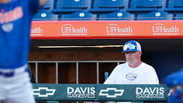 Gators Baseball head coach Kevin OÕSullivan watches the intrasquad scrimmage from the dugout during Fall Ball, Wednesday, October 8, 2025, at at Condron Family Ballpark, in Gainesville, Florida. [Cyndi Chambers/ Gainesville Sun] 2025