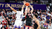 Indiana's Luke Goode shoots a three against Washington.