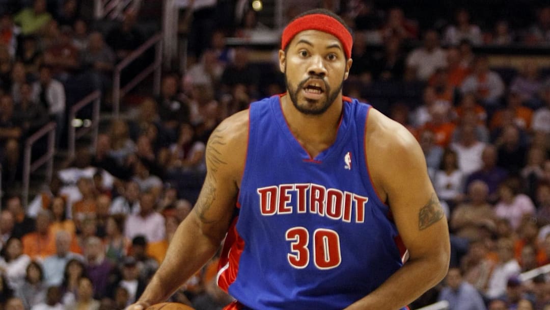 Nov 16, 2008; Phoenix, AZ, USA; Detroit Pistons guard Rasheed Wallace (30) against the Phoenix Suns in the first quarter at US Airways Center. Mandatory Credit: Rick Scuteri-Imagn Images