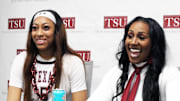 Jaida Belton and Vernette Skeete - Postgame Interview - Prairie View A&M Game - H&PE Arena in Houston, TX 