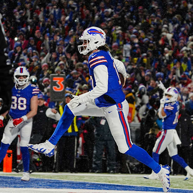Josh Allen celebrates