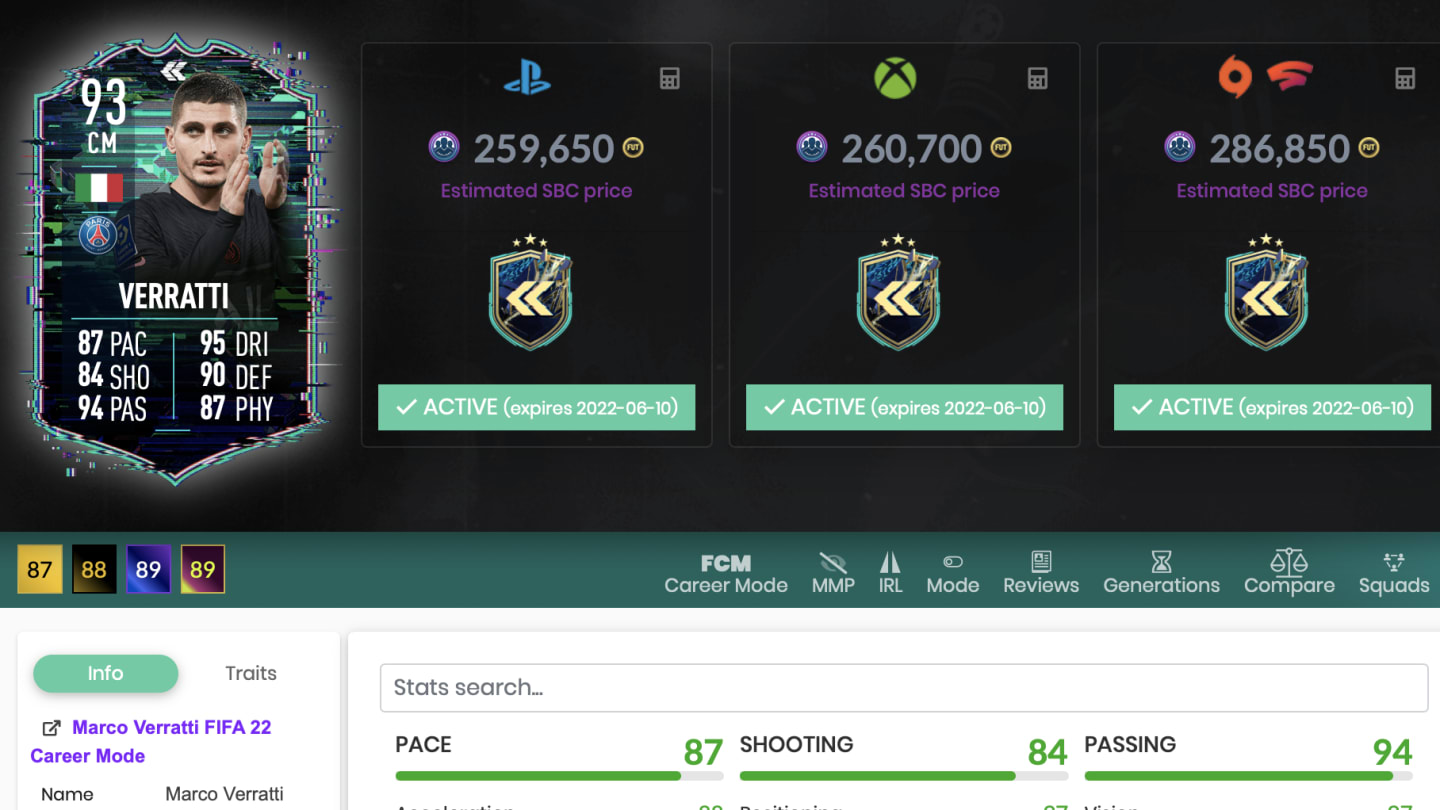 How to Complete Flashback Marco Veratti in FIFA 22 SBC
